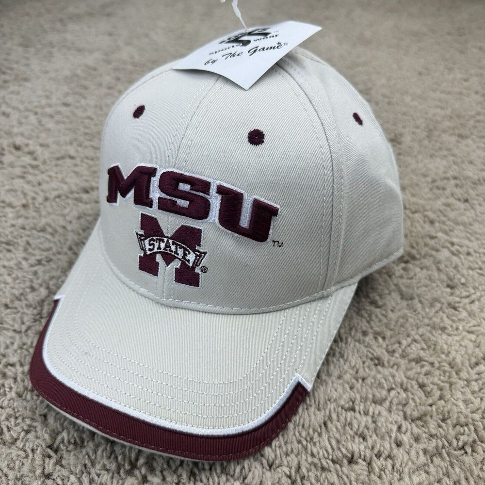Mississippi State Bulldogs Hat The Game Strapback Beige Maroon MSU Arched Logo